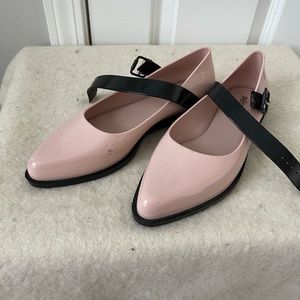Pink Melissa flats with ankle strap